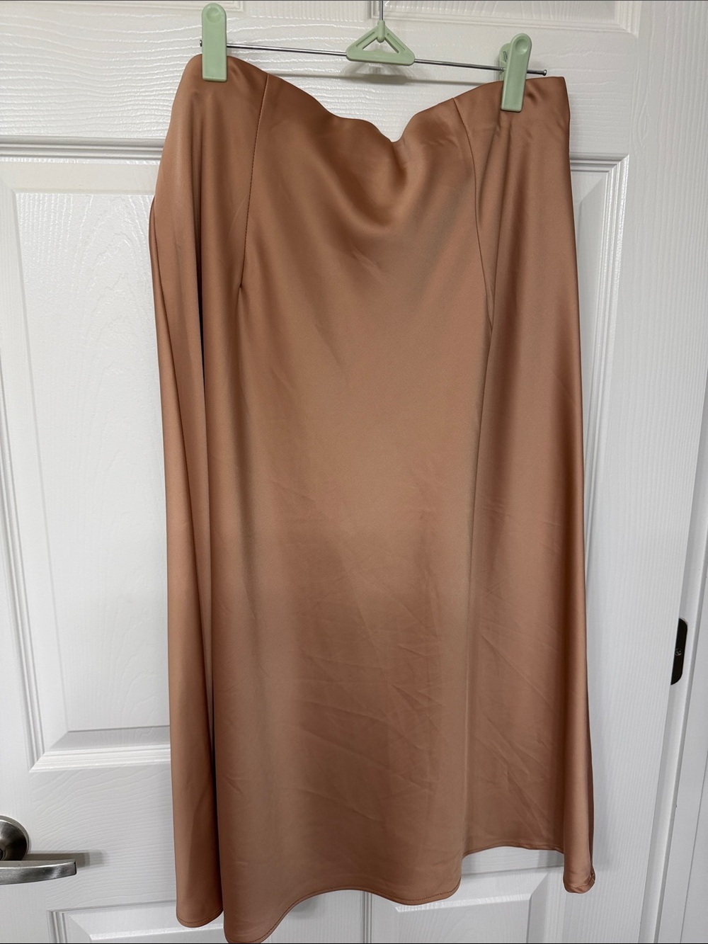Rachel Zoe Satin Midi Skirt in Camel Brown
